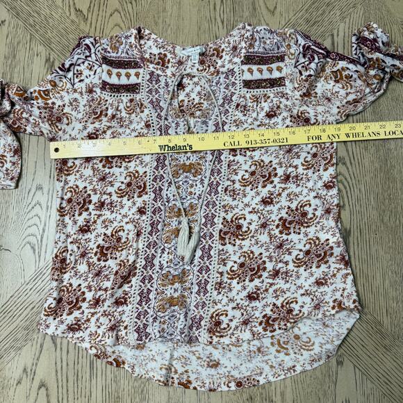 Lucky Brand Women’s Small  Aztec Boho Print Peasant Shirt - Picture 8 of 10